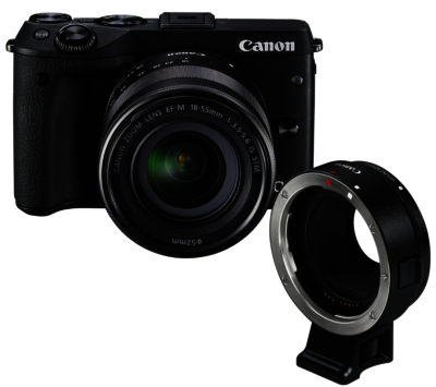 Canon EOS M3 Compact System Camera with EF-M 18-55mm f/3.5-5.6 IS STM Zoom Lens & EF-EOS-M Lens Mount Adapter
